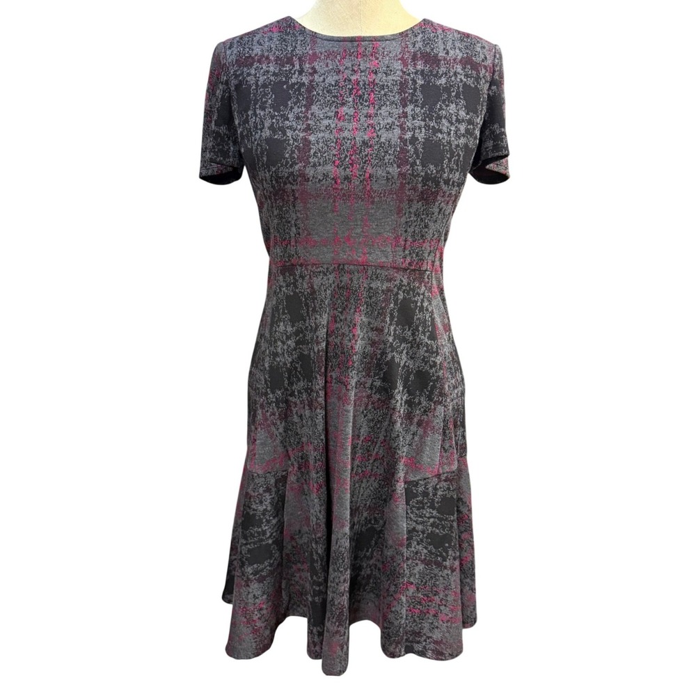 Betsey Johnson 6 Grey Pink Plaid Not So Schoolgirl Mini Dress Flare Goth Edgy
